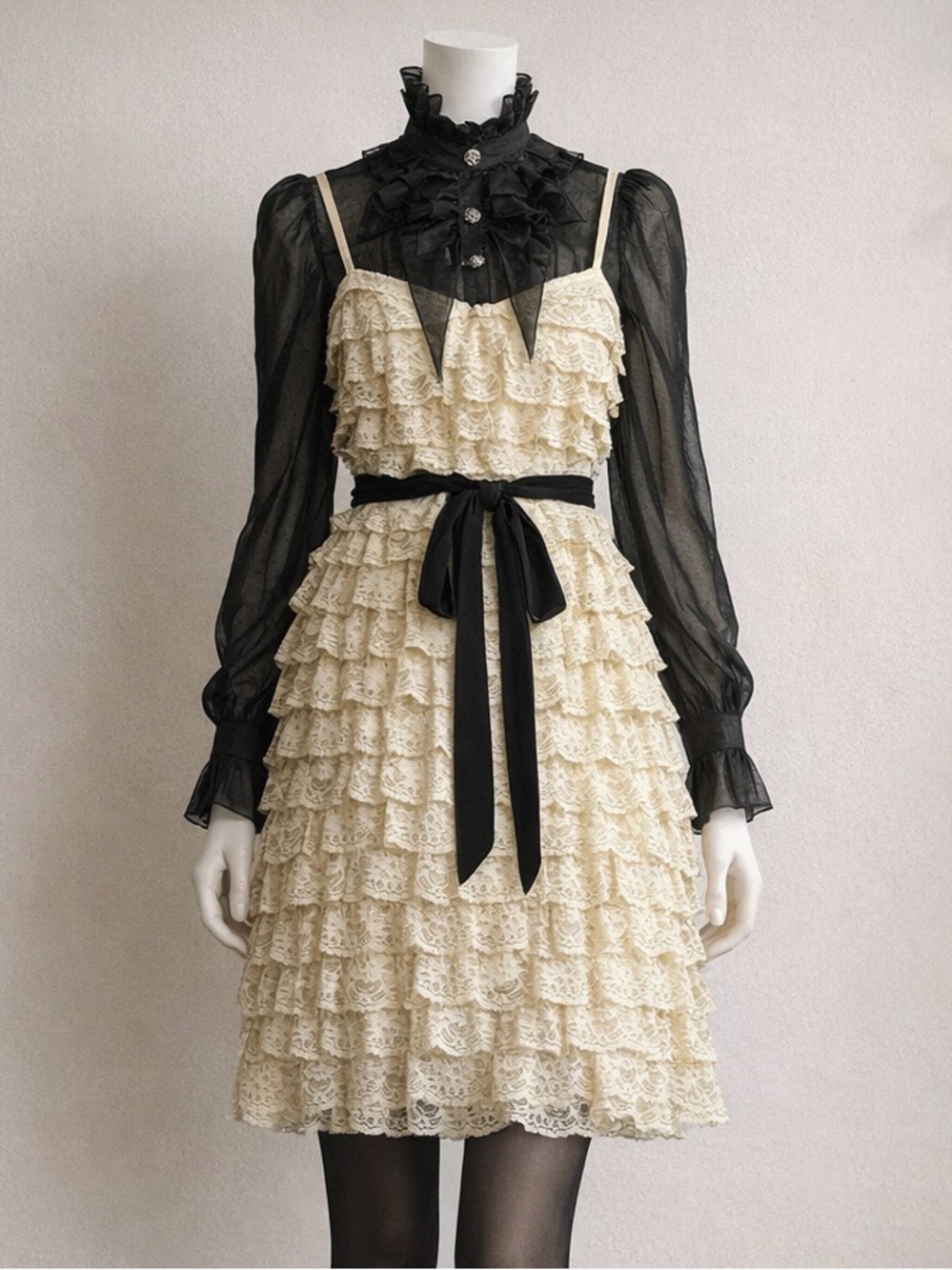 Anthropologie Maeve Ivory Lace Slip Dress 4 Tiered Ruffle Cottagecore A-Line